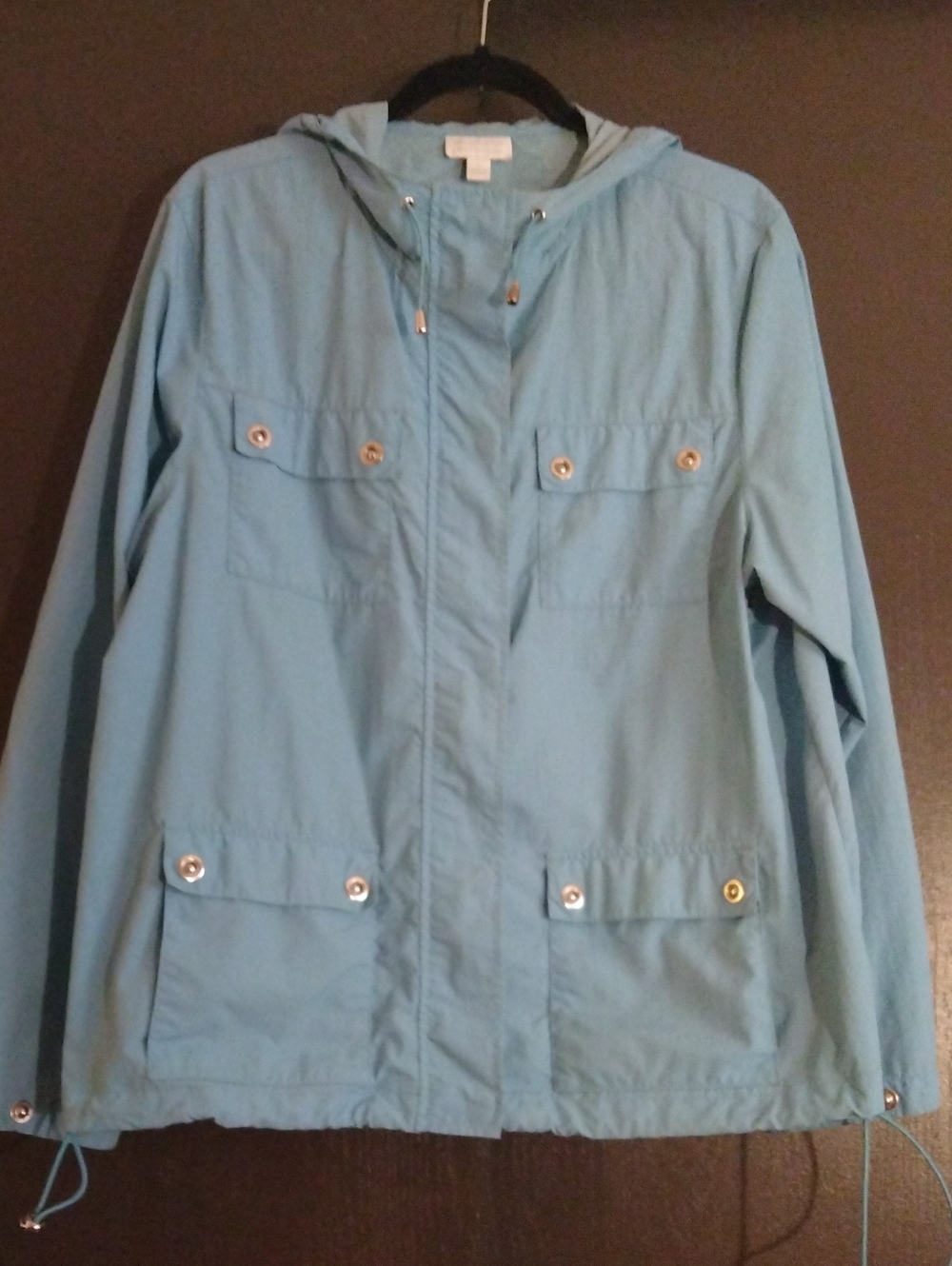 Charter Club Light Blue Hooded Utility Jacket